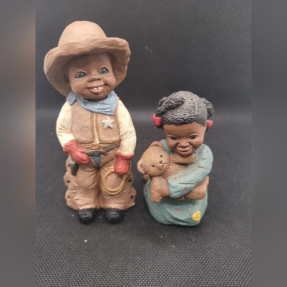 All Gods Children Figurines Eli & Prissy Martha Holcombe Cowboy Boy Girl Set